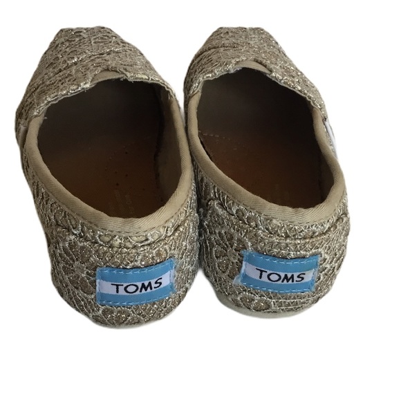 Toms Crochet Glitter Slip On Alpargata Flat Shoes - Picture 3 of 5